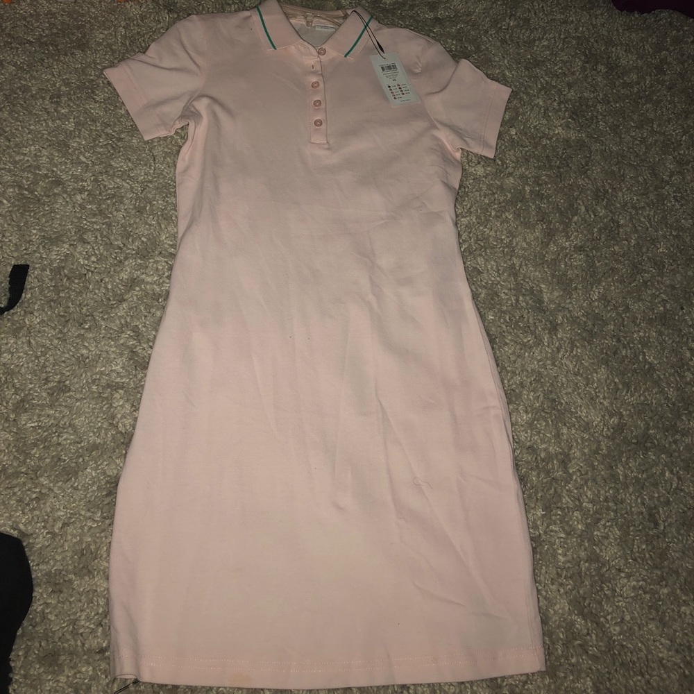 pink and green collared dress